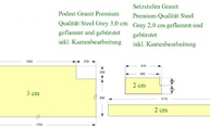 CAD Zeichnung der Podestplatte und zwei Setzstufen aus Granit