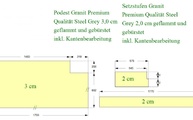 CAD Zeichnung der Podestplatte und zwei Setzstufen aus Granit