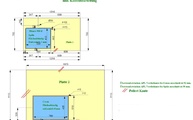 CAD Zeichnung der zwei Arbeitsplatten mit flächenbündigen Ausschnitten