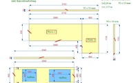 CAD Zeichnung der 3 Arbeitsplatten und 3 Wischleisten aus Granit