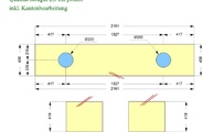 CAD Zeichnung der Silestone Waschtischplatte und Ablageplatten