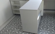 Küchentresen mit Level Keramik Arbeitsplatte White Tinta Unita verschönert