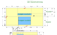 Zeichnung der zwei Silestone Arbeitsplatten mit Ausschnitten