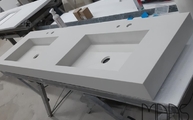 Produktion - 4011 Coldburst Concrete Caesarstone Doppelwaschtisch mit Unterbaubecken