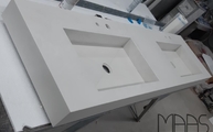 Produktion - 4011 Coldburst Concrete Caesarstone Waschtisch mit Bohrungen