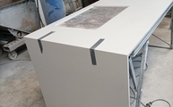 Produktion - 4001 Fresh Concrete Caesarstone Seitenwange und Arbeitsplatte auf Gehrung