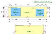 CAD Zeichnung der zwei Caesarstone Arbeitsplatten