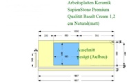 CAD Zeichnung der SapienStone Arbeitsplatte auf Gehrung