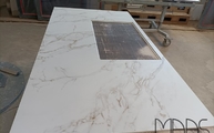 Produktion - Ausschnitt in der Entzo Dekton Arbeitsplatte