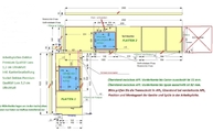 CAD Zeichnung der Küchenzeile in L-Form