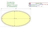 CAD Zeichnung der ovalen Infinity Tischplatte