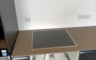 Taupe Concrete Level Keramik Arbeitsplatte mit Ceranfeld