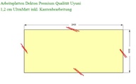 CAD Zeichnung der Tischplatte nach Maß aus Dekton