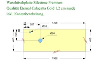 Zeichnung der Silestone Waschtischplatte mit zwei Bohrungen