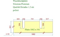 Zeichnung der Silestone Waschtischplatte Doradus