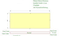 CAD Zeichnung der Dekton Tischplatte