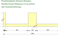 Zeichnung der Waschtischplatte aus Silestone