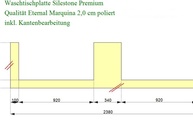 Zeichnung der Waschtischplatte aus Silestone