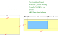 CAD Zeichnung der zwei gelieferten Arbeitsplatten aus Granit