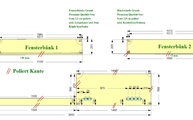 CAD Zeichnung der zwei Fensterbänke und zwei Rückwände