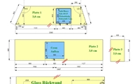 CAD Zeichnung der Granit Arbeitsplatten und Glasrückwand