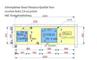 CAD Zeichnung der Granit Nero Assoluto India Arbeitsplatte