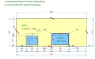 Zeichnung der Dekton Arbeitsplatte aus einem Stück