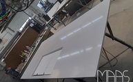 Produktion - White Storm Silestone Arbeitsplatte mit Ausschnitt