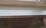 Montage der Marmor Fensterbänke Micro Sivec kunstharzgebunden und Beige Marfil Quarella in Wesseling