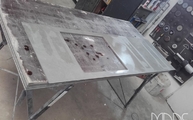 Produktion - Slate Grey Level Keramik Arbeitsplatte mit Aufbauauschnitt