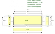 CAD Zeichnung der Podestplatte und drei Setzstufen aus Granit