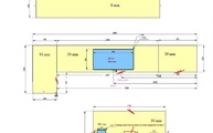 CAD Zeichnung der Arbeitsplatten und einer Glasrückwand