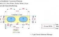 Zeichnung des Caesarstone Waschtischs aus dem Material 1141 Pure White / Perfect White