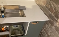 IKEA Bodarp mit AU200 Beach White Diresco Arbeitsplatte