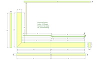 CAD Zeichnung der drei Arbeitsplatten und 10 Schürzen aus Caesarstone