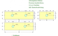 CAD Zeichnung der drei Dekton Waschtischplatten